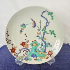 SNT555 有田焼 静山作 金彩鶴絵柄 大皿 直径約45cm 特大 色絵皿 有田焼 静山作 金彩鶴絵柄 大皿 直径約46cm 特大 色絵皿 ゴールド