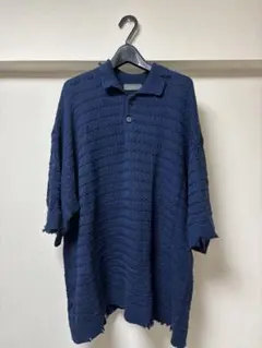 CLEL ネイビー ニットポロシャツ