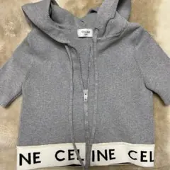 CELINE クロップトップ ロゴ パーカー ジップ付き ショート丈