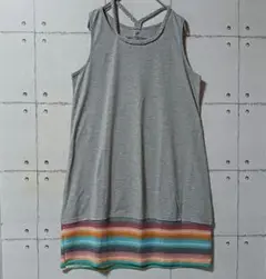 タンクトップチュニック　グレー　カラフルニット　Ｌ