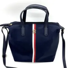 【新品】トミーヒルフィガー ネイビー ハンドバッグ トリコロール Tommy