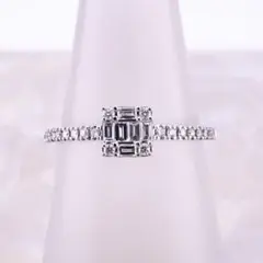 ★BELLESIORA★ スクエア ダイヤリング K18WG 0.24ct