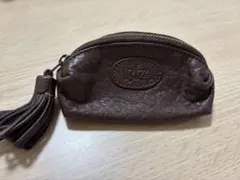 ブラウンレザー コインケース タッセル付き