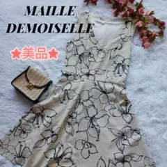 ★美品★フランス製　花柄ワンピース ストレッチフレア　ジャージー素材