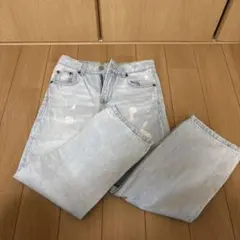 ライトブルー ダメージデニムパンツ 100cm~