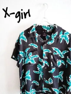D222224 X-girl リーフ柄 オープンカラーシャツ