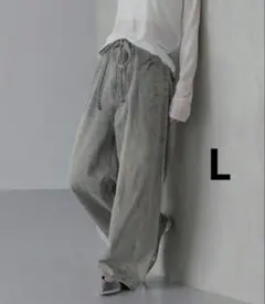 ローリーズファーム イージーバレルデニムパンツ L グレー