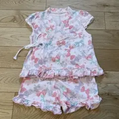値下げ♡ リボン柄フリル甚平 90cm