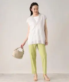 アンタイトル【すっきりシルエット】ツイルタックテーパードパンツ