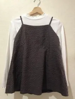 【新品・未使用】ハニーズ キャミ付きトップス ブラウン　Mサイズ