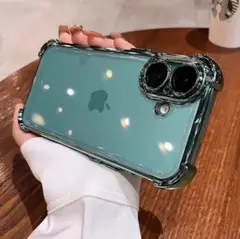 耐衝撃加工 iPhone16ケース メッキ クリア ティール グリーン
