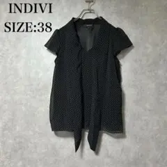 美品 インディヴィ INDIVI ドット柄 ノースリーブ ブラウス シャツ 38