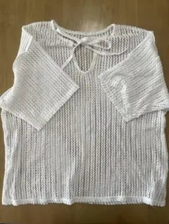 JEANASIS メッシュ編み 半袖トップス F ホワイト