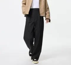 【新品未使用タグ付】UNIQLO タックワイドパンツ XS黒 ブラック 2025