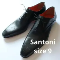 新品 サントーニ Santoni 革靴/シューズ 黒 9（5525)bcjjj
