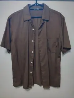 【新品】ユニクロブラウン オープンカラー半袖シャツ S