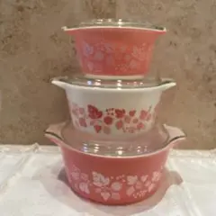 【オールドパイレックス キャセロール】PYREXグーズベリー 3点 SHOP偶然と必然の間 PYREX COVERED CASSEROLE GOOSEBERRY 1950s