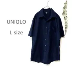 UNIQLO ユニクロ　シャツ　トップス　メンズ　ネイビー　L カジュアル　半袖