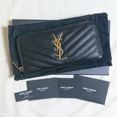 サンローラン YSL モノグラム ラウンドファスナー 長財布 ブラック