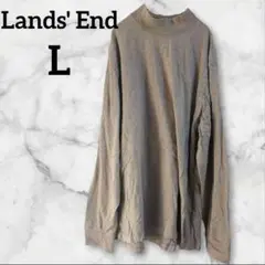 Lands' End【L】ブラウン 長袖カットソー ロンＴ 茶色 やわらか