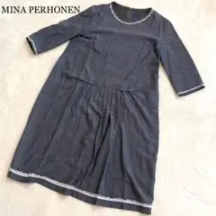 【美品】MINA PERHONEN ワンピース カシミヤ シルク グレー M