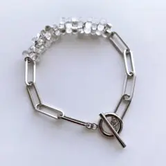 【オークション】Blanco. じゃらじゃらブレスレット クリアxシル