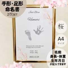 【台紙2枚セット】命名書　手形・足形アート　手形スタンプ　台紙　ニューボーン