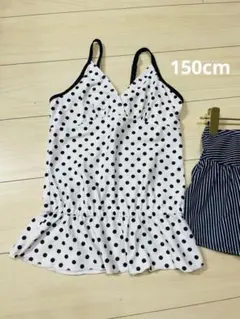 水玉タンクトップとストライプショートパンツセット　150cm
