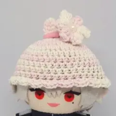 うさ耳帽子　にじぱぺ　ぬい帽子　ピンク×ホワイト
