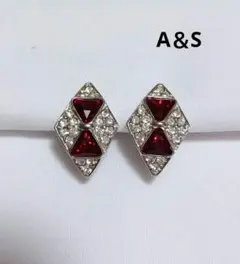 A&S アトウッド&ソーヤー レッド　ストーン　ダイヤ型 イヤリング