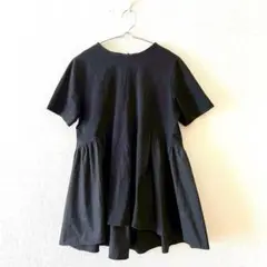 ☆【オペークドットクリップ】Ａラインカットソー チュニック 異素材 綿混 M