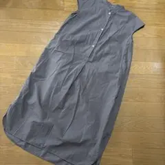 無印　フレンチスリーブシャツワンピース　　　　ブラウン　M