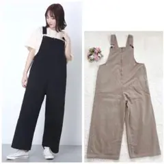 【リッカファーム】 オーバーオール サロペット コットン ブラウン系 ロゴボタン
