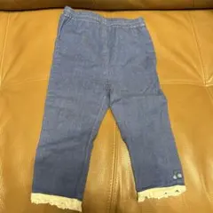 familiar デニムブルー フリル裾パンツ 80