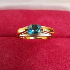K18Pt900ブルートパーズ リング