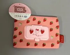 seepo シーポ　ポーチ　シートケースとポーチがひとつになった！いちご柄　刺繍