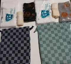 温泉タオル2枚(能登百楽荘)　たび4個　体洗いタオル2個　袋2個セット