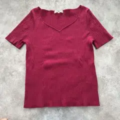 NATURAL BEAUTY BASIC M リブ編み半袖ニット