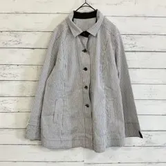 Broche ストライプ柄ジャケット レディース春夏 ゆったり体型カバー 上品