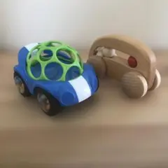 【2台セット】ブルーカー & 木製 車　幼児　おもちゃ