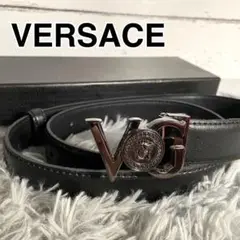 【希少】VERSACE/ヴェルサーチ レザーベルト メデューサバックル ブラック