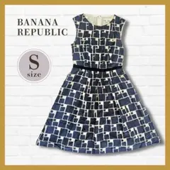 BANANA REPUBLIC ワンピース 紺 S シルク ワケアリ
