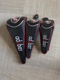 adabar ヘッドカバー 3個セット 黒赤