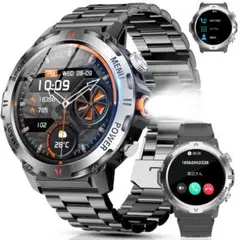 スマートウォッチ 軍用規格 1.46インチ 腕時計 IP68防水 耐衝撃性