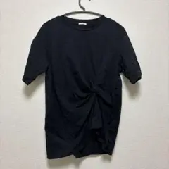 GU 黒 半袖 Tシャツ ねじりデザイン