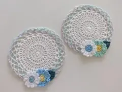 No.1219　ハンドメイド　コットン　ドイリー　2枚セット