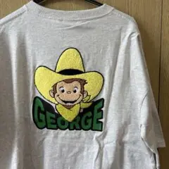 4L 新品 おさるのジョージ さがら刺繍 Tシャツ グレー