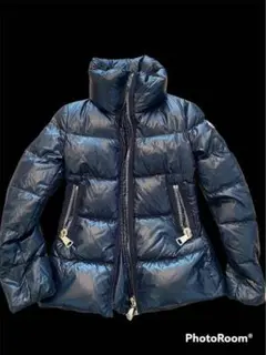 本物古着美品MonclerモンクレールレディースボリュームネックダウンJK紺1