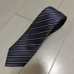 NANOTEX Fabric グレー ストライプ シルクネクタイ 就活 スリム