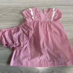 jacadi チェック　ワンピース　18M ブルマセット